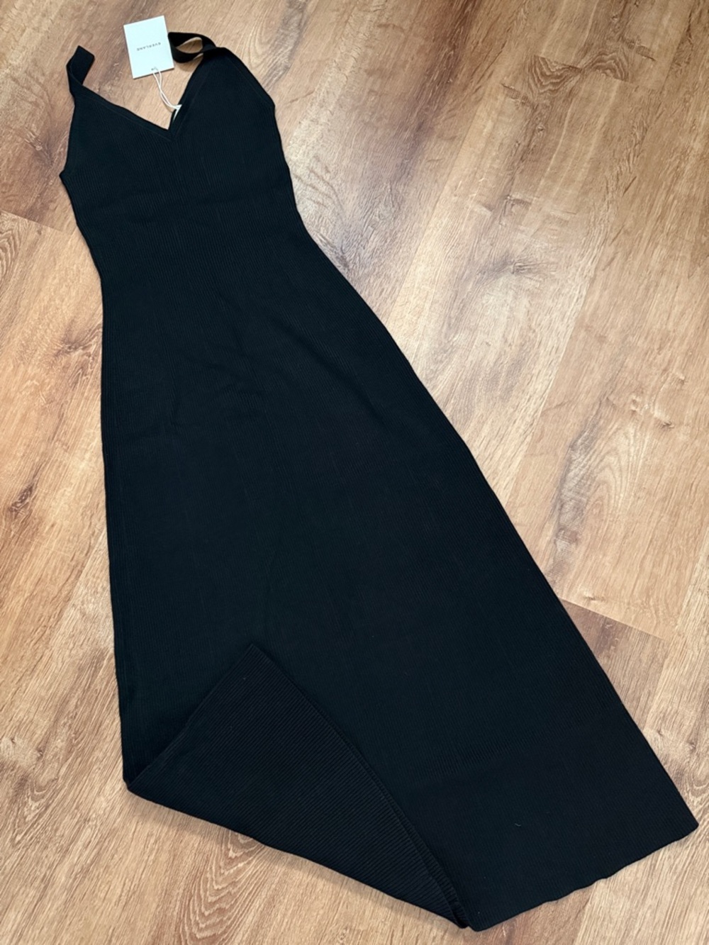 Everlane rib knit dress black